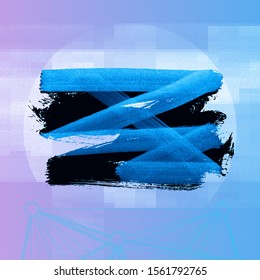 Blue brush stroke and texture. Grunge vector abstract hand - painted element. Underline and border design.