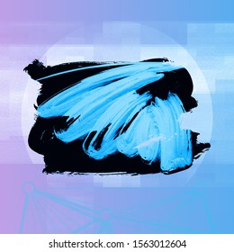 Blue brush stroke and texture. Grunge vector abstract hand - painted element. Underline and border design.