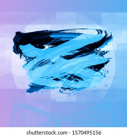 Blue brush stroke and texture. Grunge vector abstract hand - painted element. Underline and border design.