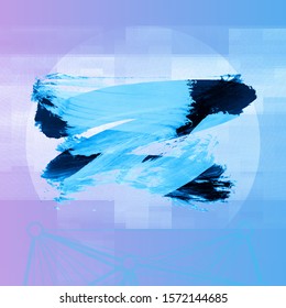 Blue brush stroke and texture. Grunge vector abstract hand - painted element. Underline and border design.
