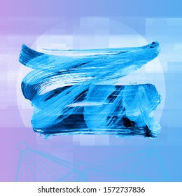 Blue brush stroke and texture. Grunge vector abstract hand - painted element. Underline and border design.