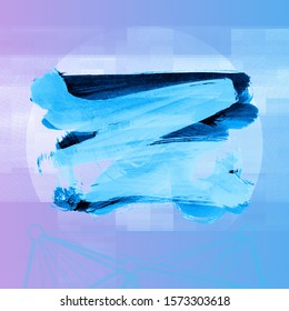 Blue brush stroke and texture. Grunge vector abstract hand - painted element. Underline and border design.