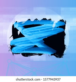 Blue brush stroke and texture. Grunge vector abstract hand - painted element. Underline and border design.