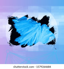 Blue brush stroke and texture. Grunge vector abstract hand - painted element. Underline and border design.