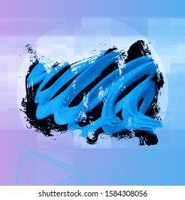Blue brush stroke and texture. Grunge vector abstract hand - painted element. Underline and border design.