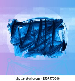 Blue brush stroke and texture. Grunge vector abstract hand - painted element. Underline and border design.