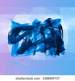 Blue brush stroke and texture. Grunge vector abstract hand - painted element. Underline and border design.