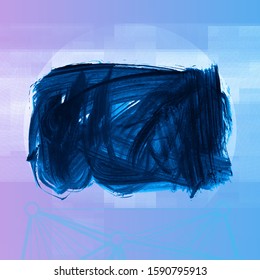 Blue brush stroke and texture. Grunge vector abstract hand - painted element. Underline and border design.