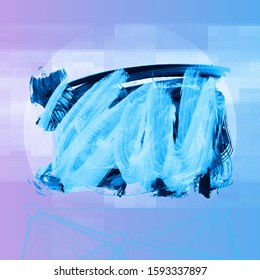 Blue brush stroke and texture. Grunge vector abstract hand - painted element. Underline and border design.