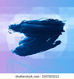 Blue brush stroke and texture. Grunge vector abstract hand - painted element. Underline and border design.