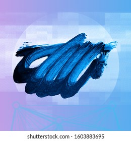 Blue brush stroke and texture. Grunge vector abstract hand - painted element. Underline and border design.