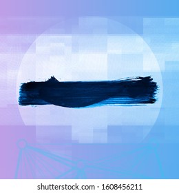 Blue brush stroke and texture. Grunge vector abstract hand - painted element. Underline and border design.