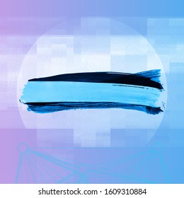 Blue brush stroke and texture. Grunge vector abstract hand - painted element. Underline and border design.