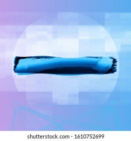 Blue brush stroke and texture. Grunge vector abstract hand - painted element. Underline and border design.