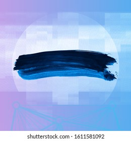Blue brush stroke and texture. Grunge vector abstract hand - painted element. Underline and border design.