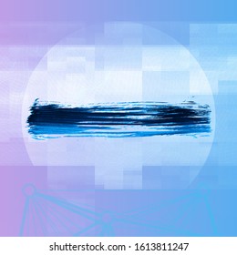 Blue brush stroke and texture. Grunge vector abstract hand - painted element. Underline and border design.