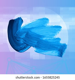 Blue brush stroke and texture. Grunge vector abstract hand - painted element. Underline and border design.