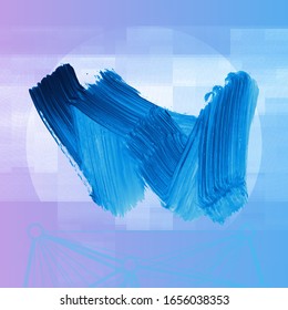 Blauer Pinselstrich und Textur. Abstrakte Vektorillustration Grunge - gemalt Element. Unterstreichen und Grenzdesign.