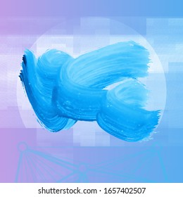 Trazo y textura de pincel azul. Grunge vectorial abstracto de la mano - elemento pintado. Diseño de subrayado y borde.