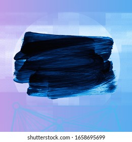 Trazo y textura de pincel azul. Grunge vectorial abstracto de la mano - elemento pintado. Diseño de subrayado y borde.