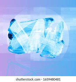 Trazo y textura de pincel azul. Grunge vectorial abstracto de la mano - elemento pintado. Diseño de subrayado y borde.