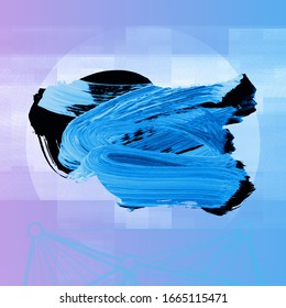 Trazo y textura de pincel azul. Grunge vectorial abstracto de la mano - elemento pintado. Diseño de subrayado y borde.