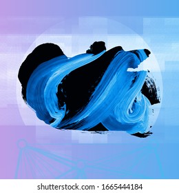 Trazo y textura de pincel azul. Grunge vectorial abstracto de la mano - elemento pintado. Diseño de subrayado y borde.