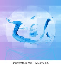 Traje y textura de pincel azul. Grunge vector abstracto mano - elemento pintado. Diseño de subrayado y borde.