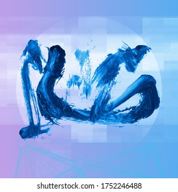 Traje y textura de pincel azul. Grunge vector abstracto mano - elemento pintado. Diseño de subrayado y borde.