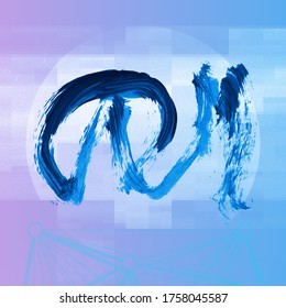 Blue brush stroke and texture. Grunge vector abstract hand - painted element. Underline and border design.