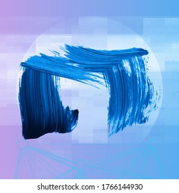 Blauer Pinselstrich und Textur. farbige, abstrakte, farbige Vektorgrafik - lackiertes Element. Unterstreichen und Grenzdesign.