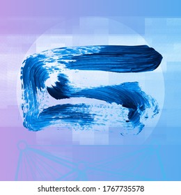 Blue brush stroke and texture. Grunge vector abstract hand - painted element. Underline and border design.