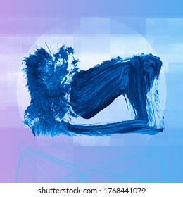 Blue brush stroke and texture. Grunge vector abstract hand - painted element. Underline and border design.