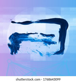 Blue brush stroke and texture. Grunge vector abstract hand - painted element. Underline and border design.