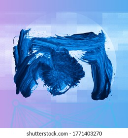 Blue brush stroke and texture. Grunge vector abstract hand - painted element. Underline and border design.