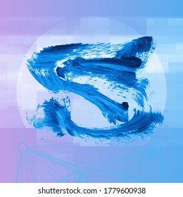 Blue brush stroke and texture. Grunge vector abstract hand - painted element. Underline and border design.