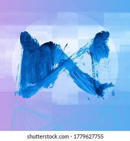 Blue brush stroke and texture. Grunge vector abstract hand - painted element. Underline and border design.
