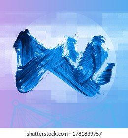 Blue brush stroke and texture. Grunge vector abstract hand - painted element. Underline and border design.