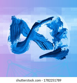 Blue brush stroke and texture. Grunge vector abstract hand - painted element. Underline and border design.