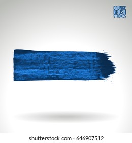 Blue brush stroke and texture. Grunge vector abstract hand - painted element. Underline and border design.