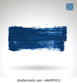 Blue brush stroke and texture. Grunge vector abstract hand - painted element. Underline and border design.