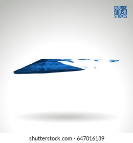 Blue brush stroke and texture. Grunge vector abstract hand - painted element. Underline and border design.