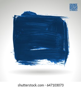 Blue brush stroke and texture. Grunge vector abstract hand - painted element. Underline and border design.