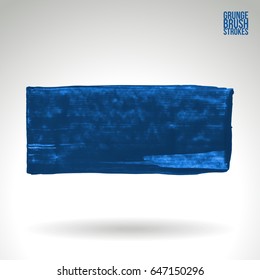 Blue brush stroke and texture. Grunge vector abstract hand - painted element. Underline and border design.