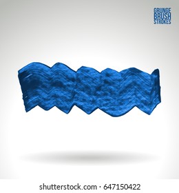 Blue brush stroke and texture. Grunge vector abstract hand - painted element. Underline and border design.