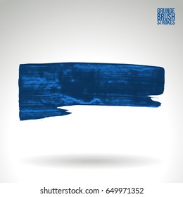 Blue brush stroke and texture. Grunge vector abstract hand - painted element. Underline and border design.