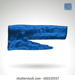Blue brush stroke and texture. Grunge vector abstract hand - painted element. Underline and border design.