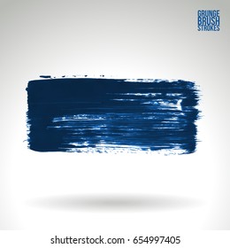 Blue brush stroke and texture. Grunge vector abstract hand - painted element. Underline and border design.