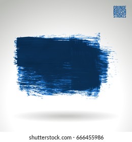 Blue brush stroke and texture. Grunge vector abstract hand - painted element. Underline and border design.