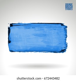 Blue brush stroke and texture. Grunge vector abstract hand - painted element. Underline and border design.